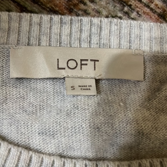 LOFT Gray Owl Print Crew Neck Sweater Small - Picture 4 of 6